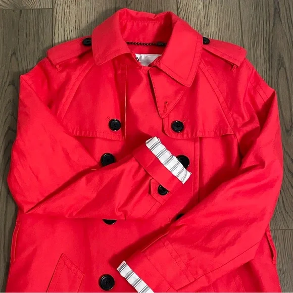 Coach Solid Red Short Trench Coat‎ **NO BELT** - Picture 2 of 16